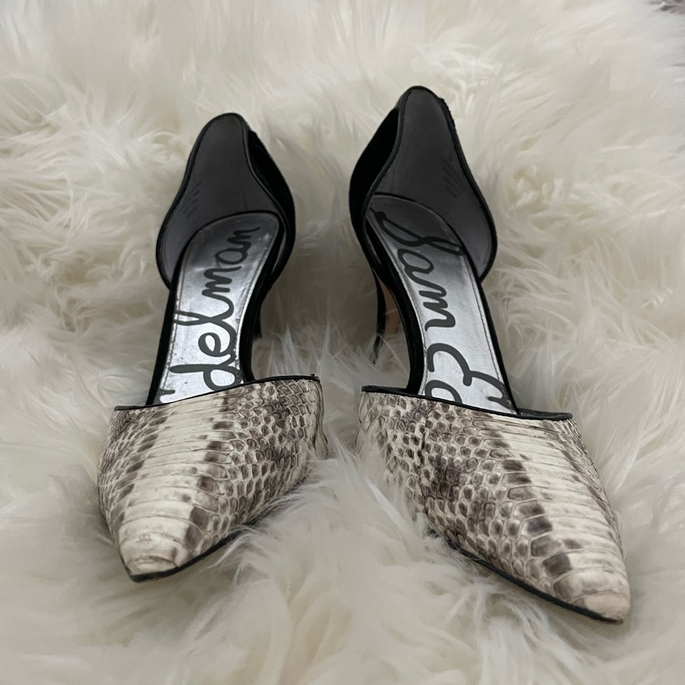 SAM EDELMAN DELILAH D’ORSAY SNAKESKIN PRINT HEELS SIZE 6